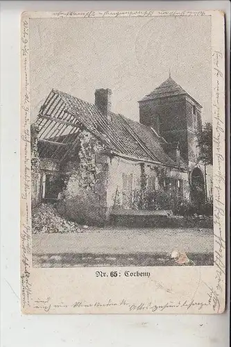 F 02820 CORBENY, Zerstörungen 1.Weltkrieg, Deutsche Feldpost, 1916, kl. Mängel, AF