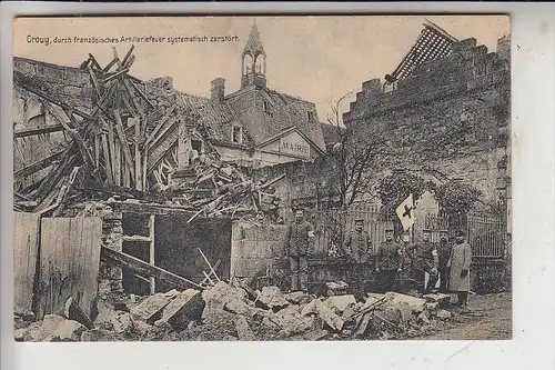 F 02880 CROUY, Zerstörungen 1. Weltkrieg, Mairie, Lazarett, Rotes Kreuz, Deutsche Feldpost, 1916