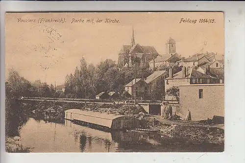 F 08400 VOUZIERS, Partie mit der Kirche, 1.Weltkrieg, Deutsche Feldpost, 1915