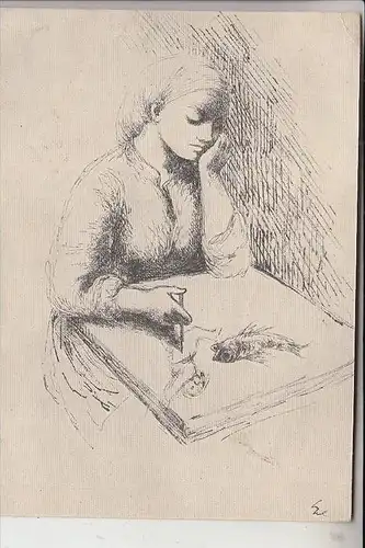 KÜNSTLER / ARTIST - Hanna Nagel, Heidelberg, Zeichnung und Schreiben mit Autograph