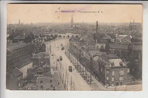 F 59200 TOURCOING, Vue panoramique, Tram, 1914
