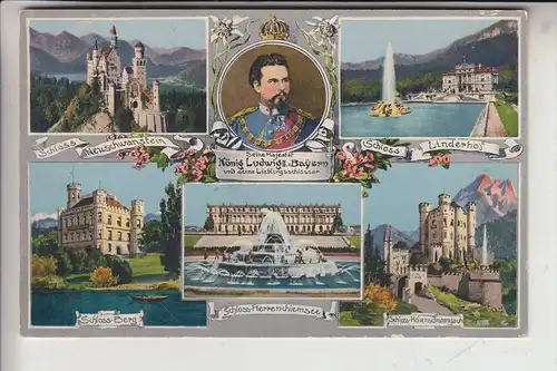 MONARCHIE - ADEL - BAYERN, König Ludwig II un seine Schlösser, rückseitig kl. Papiermangel
