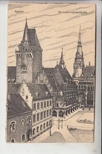 5100 AACHEN, Verwaltungsgebäude, Künstler-AK, 1927