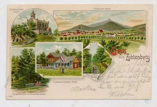 NIEDER - SCHLESIEN - ZOBTEN am Berge / SOBOTKA, Lithographie, Gruss vom Zobtenberg, 5 Ansichten