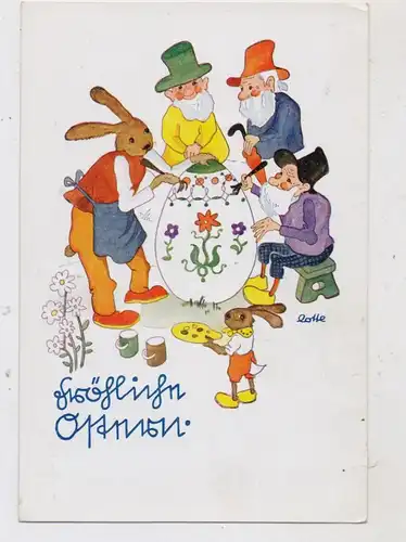 OSTERN - Hasen und Zwerge, Künstler Karte Lotte Geissel