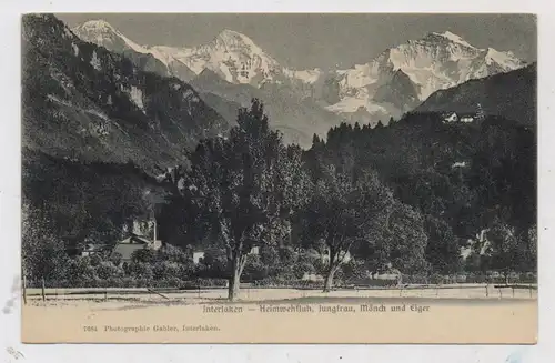 CH 3800 INTERLAKEN BE, Heimwehfluh, Jungfrau, Mönch und Eiger, ca. 1910