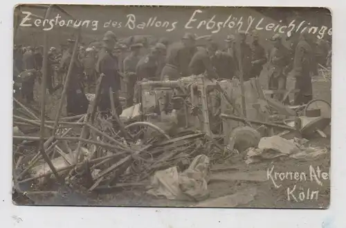 5090 LEVERKUSEN - PATTSCHEID, Absturz des Zeppelins / Luftschiffs "ERBSLÖH" am 13.07.1910, Photo - AK