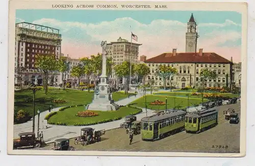 USA - MASSACHUSETTS - WORCESTER, Looking across Common, Trams, Oldtimer