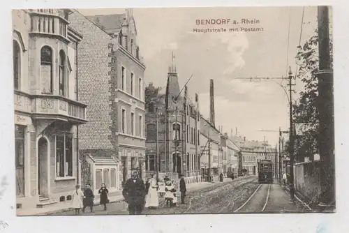 5413 BENDORF, Hauptstrasse, Postamt, Strassenbahn, belebte Szene, kl. Druckstelle, 1913