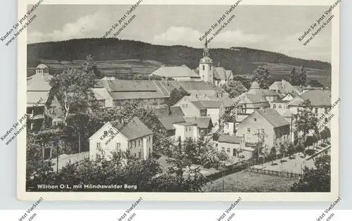 0-8609 WILTHEN, Ortsansicht mit Mönchswalder Berg, Bahnpost Dresden - Zittau, 1957, an die EXPO 1958, Esperanto