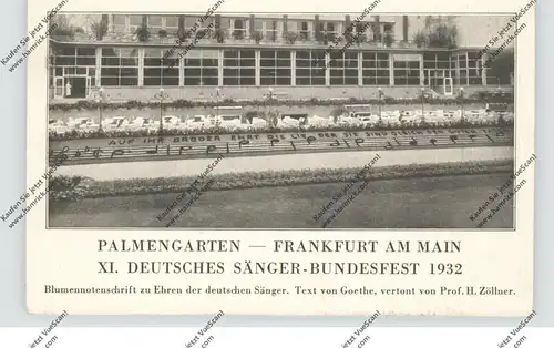 6000 FRANKFURT, XI. Deutsches Sänger-Bundfest 1932, Palmengarten, Blumennotenschrift nach Goethe