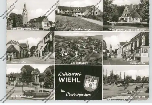 5276 WIEHL, Mehrbild-AK 1959, Minigolfplatz, Hauptstrasse, Rathausbrunnen, Tropfsteinhöhle...
