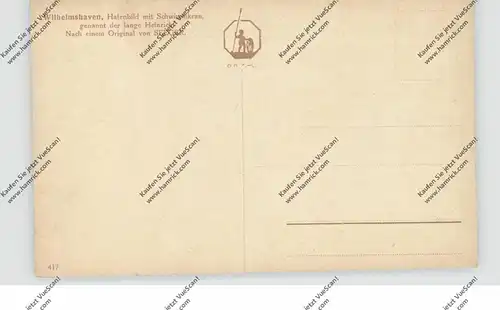 2940 WILHELMSHAVEN, Hafenbild mit Schwimmkran - der lange Heinrich, Künstler-Karte Seeger