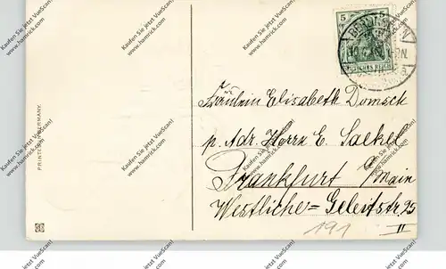 OSTERN - Pfeiferauchende Hasen, 1909, Präge-Karte, embossed, relief