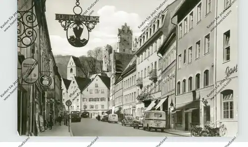 8959 FÜSSEN, Reichenstrasse, 1961, Oldtimer, Motorrad, VW-Käfer, Post-Hotel, PELIKAN-Werbung, Kaiser's Kaffee