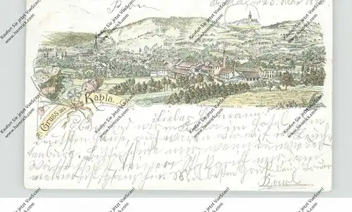 0-6906 KAHLA, Lithographie 1896 !, Gesamtansicht