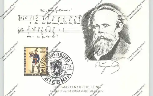 5200 SIEGBURG, Komponist Engelbert Humperdinck, Briefmarkenausstellung 1957