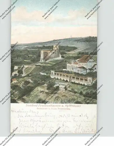 0-4732 BAD FRANKENHAUSEN, Restaurant und Ruine Frankenberg, 1901, Präge-Karte