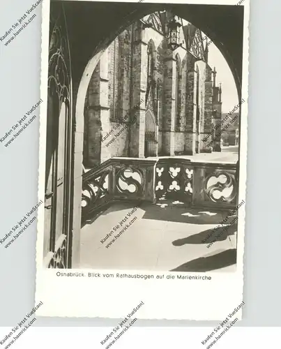 4500 OSNABRÜCK, Blick vom Rathausbogen auf die Marienkirche, 1952