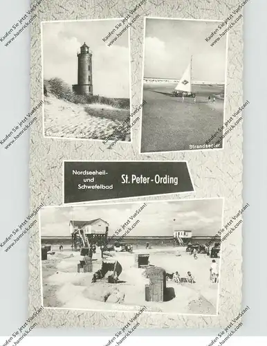 2252 ST. PETER - ORDING, Leuchtturm Böhl, Strandsegler, Ordinger Strand