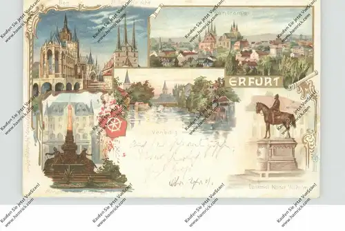 0-5000 ERFURT, Lithographie, 5 Ansichten, Bahnpost