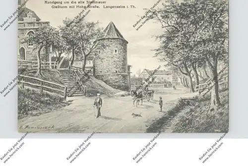 0-5820 BAD LANGENSALZA, Rundgang um die alte Stadtmauer, Gießturm mit Hohe Strasse