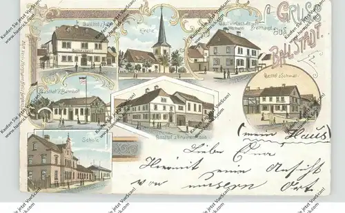 0-5801 NESSETAL - BALLSTÄDT, Lithographie 5 Gastwirtschaften, Kirche, Schule, Druckstelle