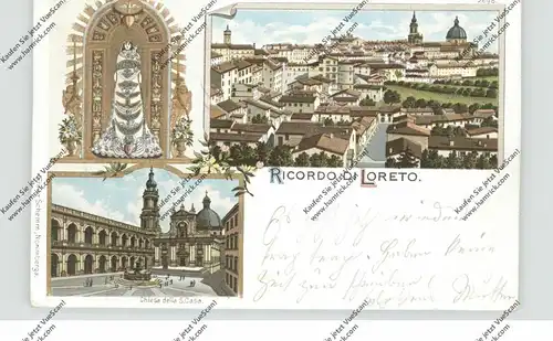 I 60025 LORETO, Ricordo di Loreto, Lithographie, kl. Eckknick