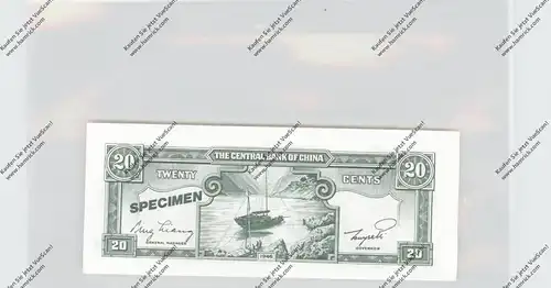 BANKNOTE - CHINA; Pick 395A, Republic Central Bank, Gold Chin Yuan, 20 cents, 1946, SPECIMEN, unc.