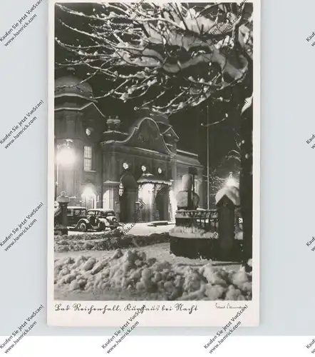 8230 BAD REICHENHALL, Kurhaus bei Nacht im Schnee, Oldtimer