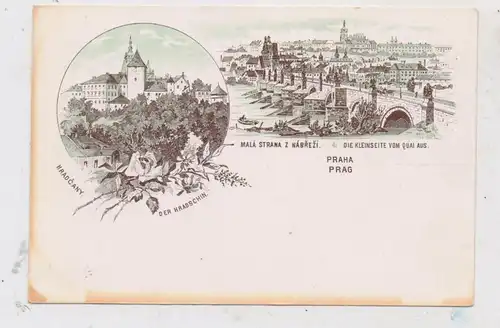 CZ 110 00 PRAHA / PRAG , frühe Lithographie, Hradschin, Kleinseite