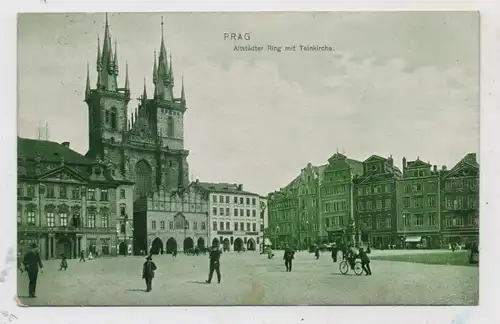 CZ 110 00 PRAHA / PRAG , Altstädter Ring, Teinkirche, belebte Szene, 1907, Kosiner & Co.