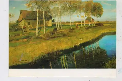 KÜNSTLER - ARTIST - OTTO MODERSOHN, "Herbstmorgen am Moorkanal"