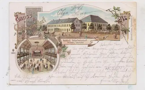0-9801 UNTERHEINSDORF, Lithographie 1898, Gasthof Unterhainsdorf, kl. Druckstelle