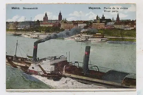 BINNENSCHIFFE - RHEIN, Frachtschiff vor Mainz, 1921