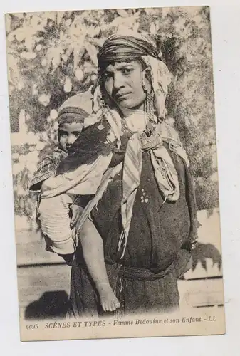 VÖLKERKUNDE / Ethnic - NORDAFRIKA, Femme Bedouine et son Enfant, Louis Levy, 1926