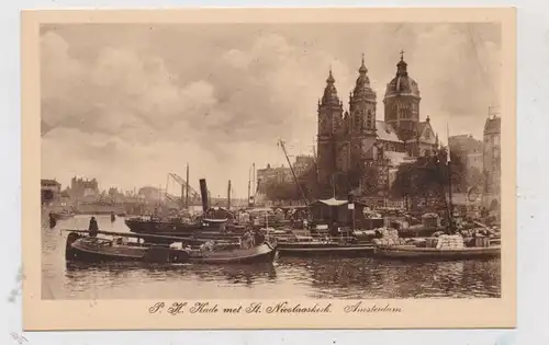 NOORD-HOLLAND - AMSTERDAM, Kade & Nicolaaskerk, Binnenschiffe, Verlag Nuss