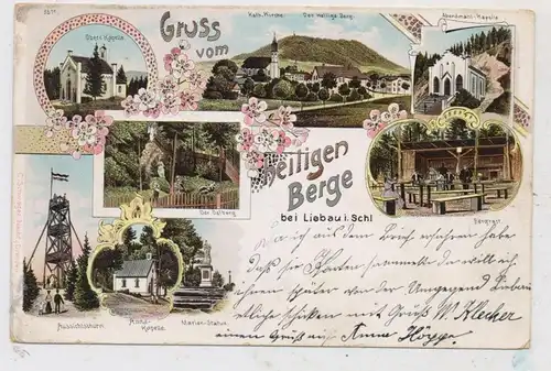NIEDER-SCHLESIEN - LIEBAU / LUBAWKA (Landeshut), Lithographie 1898, Gruss vom Heiligen Berg, 8 Ansichten