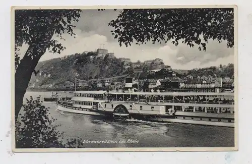 BINNENSCHIFFE - RHEIN, Köln-Düsseldorfer "CECILIE" vor Koblenz, 1935