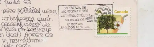 BALLON / Balloon Festival, 6 Festival de Montgolfieres, Sonderstempel  1993, Gatineau Quebec