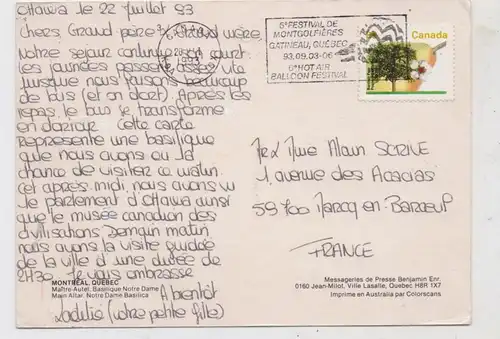 BALLON / Balloon Festival, 6 Festival de Montgolfieres, Sonderstempel  1993, Gatineau Quebec