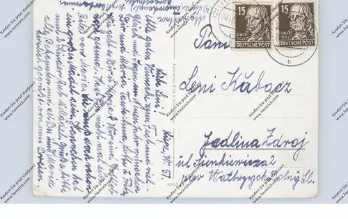 DDR 1957, Michel 331 (2) Hegel, AK nach Tschechien, überfrankiert