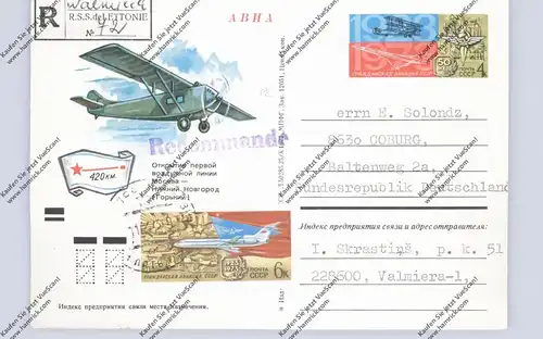 LATVIJA / LETTLAND - 1973, Einschreib-GA 50 Jahre Luftpost, von Valmiera nach Coburg, Schachpost