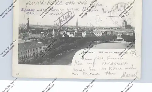 3000 HANNOVER, Blick von der Waterloosäule, 1904, Bahnpost Cöln - Hannover, Zug 2