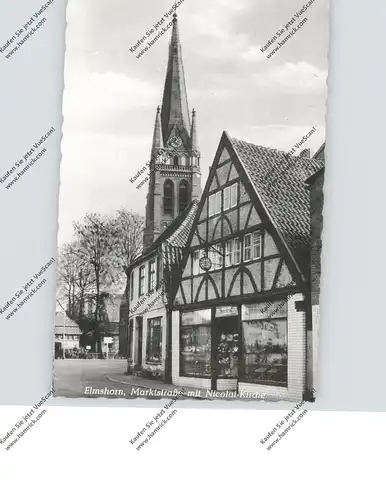 2200 ELMSHORN, Marktstrasse und Nicolai-Kirche, 1959