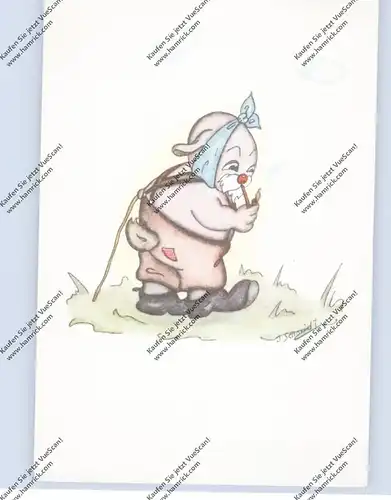 HUNDE - Comic, vermenschlichter Hund mit Zahnschmerzen, Künstler.Karte J.Schmidt