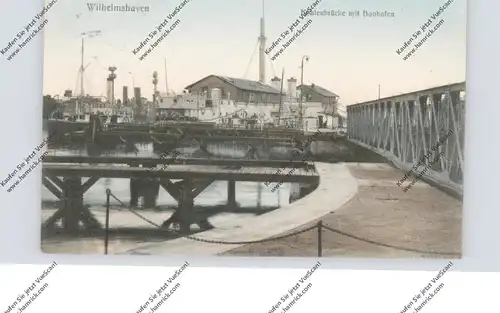2940 WILHELMSHAVEN, Kohlenbrücke mit Bauhafen, 1908