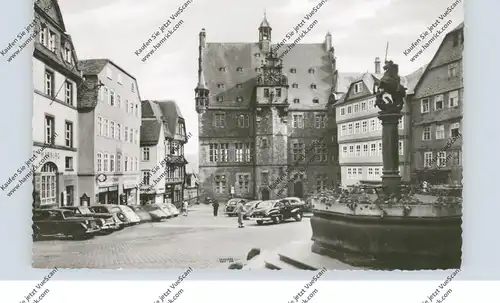 3550 MARBURG, Marktplatz mit Rathaus, 1956, Oldtimer, schöne Auslands - Frankatur