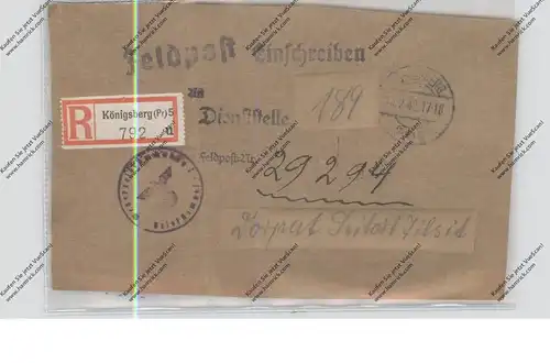 MILITÄR-POST, Einschreiben, Königsberg nach Dorpat, Feldpost-Nr. 29294, 1942, nur Vorderseite
