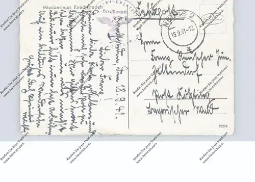4047 DORMAGEN - KNECHTSTEDEN, Missionshaus, Drachenphotographie, Lazarett-Nebenstempel, Feldpost, 1940